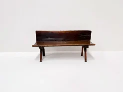 Pamono Small Antique Wooden Bench with Backrest, 1800s New