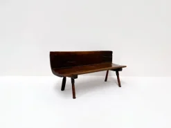 Pamono Small Antique Wooden Bench with Backrest, 1800s New