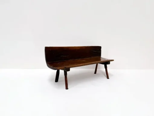 Pamono Small Antique Wooden Bench with Backrest, 1800s New