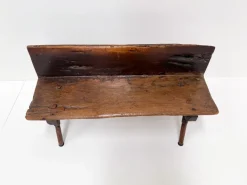 Pamono Small Antique Wooden Bench with Backrest, 1800s New