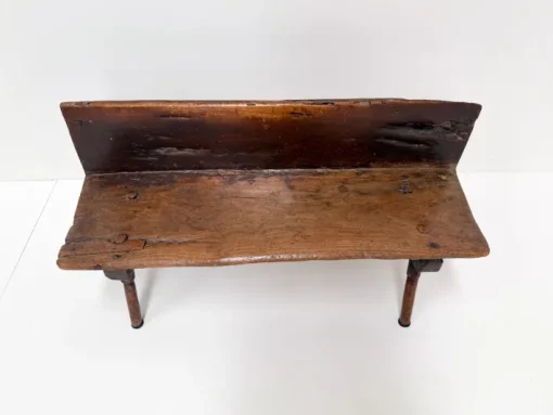 Pamono Small Antique Wooden Bench with Backrest, 1800s New