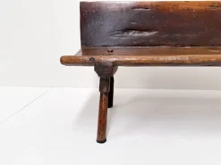 Pamono Small Antique Wooden Bench with Backrest, 1800s New