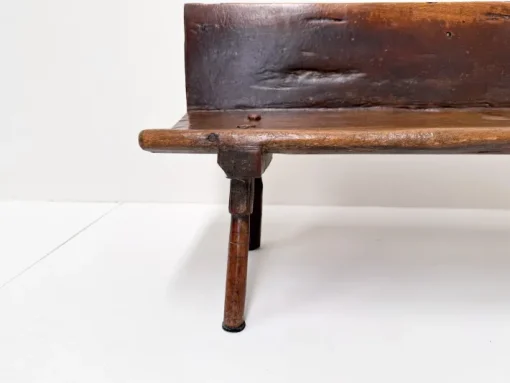 Pamono Small Antique Wooden Bench with Backrest, 1800s New
