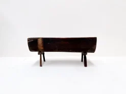Pamono Small Antique Wooden Bench with Backrest, 1800s New