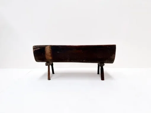 Pamono Small Antique Wooden Bench with Backrest, 1800s New