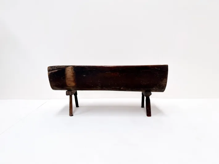 Pamono Small Antique Wooden Bench with Backrest, 1800s New