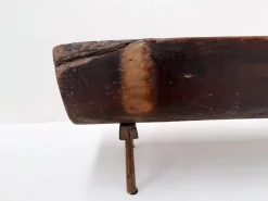 Pamono Small Antique Wooden Bench with Backrest, 1800s New