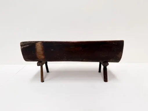 Pamono Small Antique Wooden Bench with Backrest, 1800s New