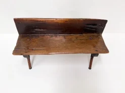 Pamono Small Antique Wooden Bench with Backrest, 1800s New