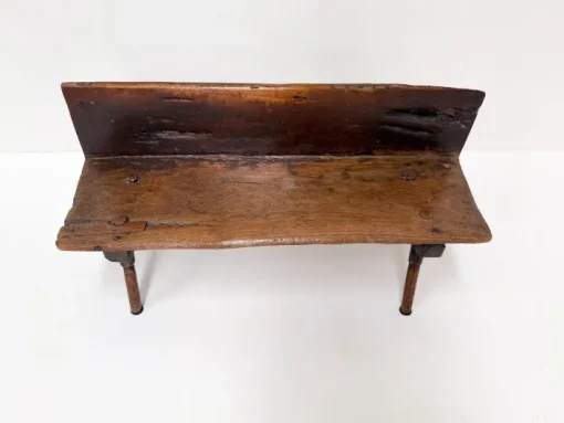 Pamono Small Antique Wooden Bench with Backrest, 1800s New