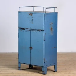 Pamono Small Industrial Iron Cabinet with Drawers, 1970s