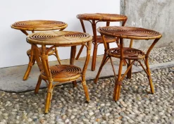 Pamono Small Italian Wicker Tables, 1950s, Set of 4 New