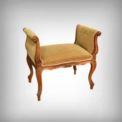 Pamono Small Louis XV Style Bench with Armrests in Blond Mahogany, 1920s Hot