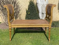 Pamono Small Louis XVI Bench Golden Wood & Cannage Outlet