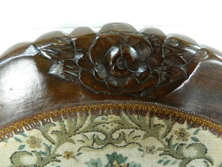 Pamono Small Mahogany and Tapestry Rocking Chair, 1890s Sale