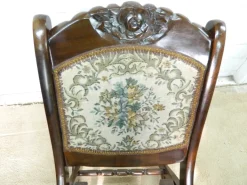 Pamono Small Mahogany and Tapestry Rocking Chair, 1890s Sale