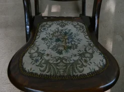 Pamono Small Mahogany and Tapestry Rocking Chair, 1890s Sale