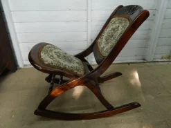 Pamono Small Mahogany and Tapestry Rocking Chair, 1890s Sale