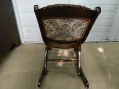Pamono Small Mahogany and Tapestry Rocking Chair, 1890s Sale