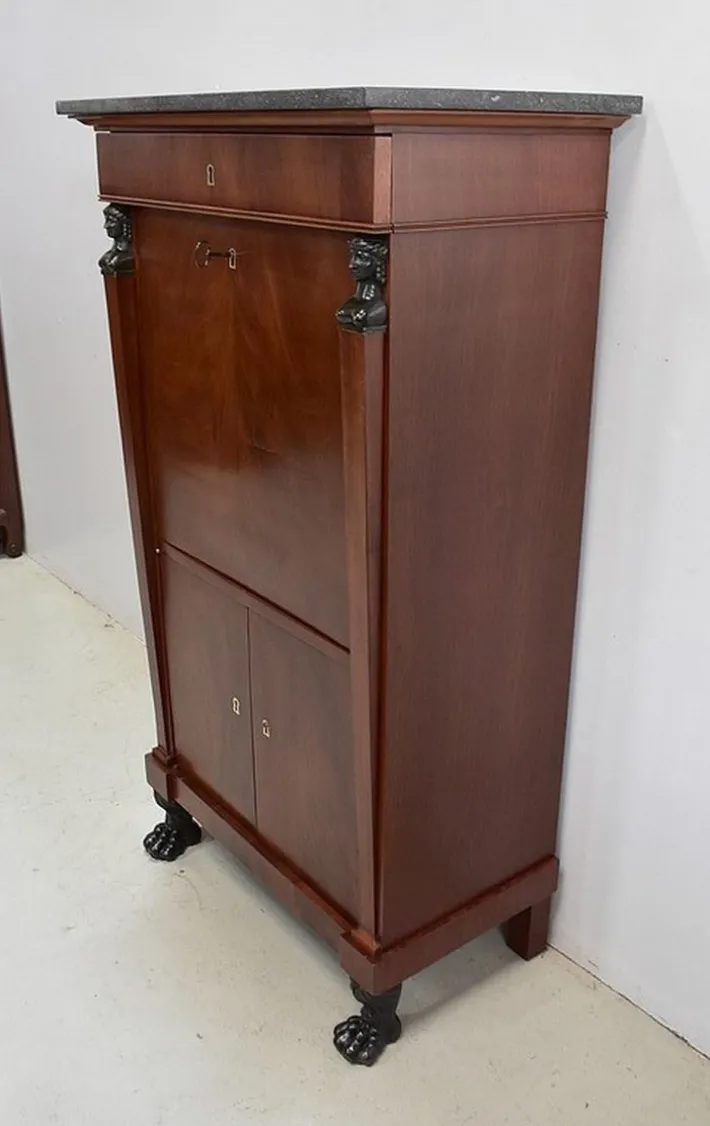 Pamono Small 19th Century Retour d’Égypte Mahogany Veneer Secretaire Outlet