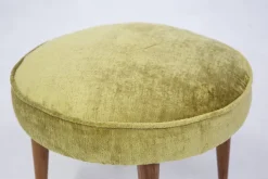 Pamono Small Vintage Wooden Armchairs & Pouf in Purple and Green Velvet, Set of 3 Discount