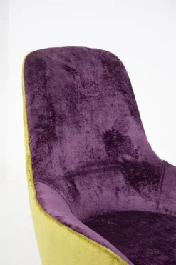 Pamono Small Vintage Wooden Armchairs & Pouf in Purple and Green Velvet, Set of 3 Discount