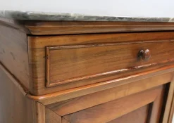 Pamono Small Walnut and Marble Bedside Table, 1900s