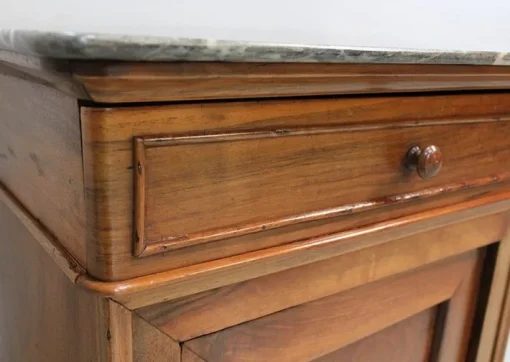 Pamono Small Walnut and Marble Bedside Table, 1900s