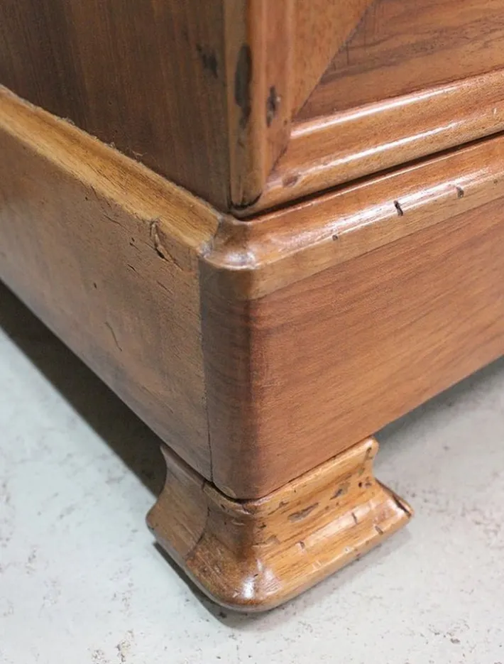 Pamono Small Walnut and Marble Bedside Table, 1900s