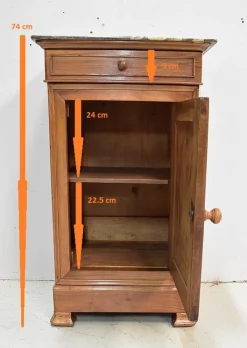 Pamono Small Walnut and Marble Bedside Table, 1900s