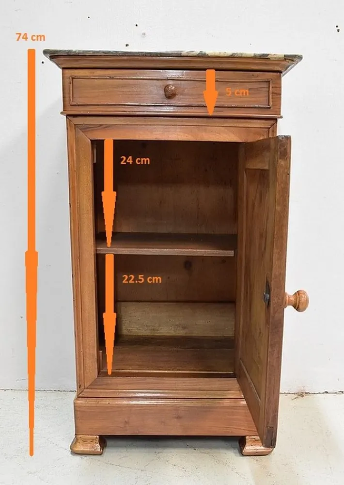 Pamono Small Walnut and Marble Bedside Table, 1900s