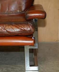 Pamono Sofa and Armchair Suite in Leather and Chrome, Set of 4 Clearance