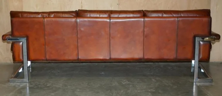 Pamono Sofa and Armchair Suite in Leather and Chrome, Set of 4 Clearance