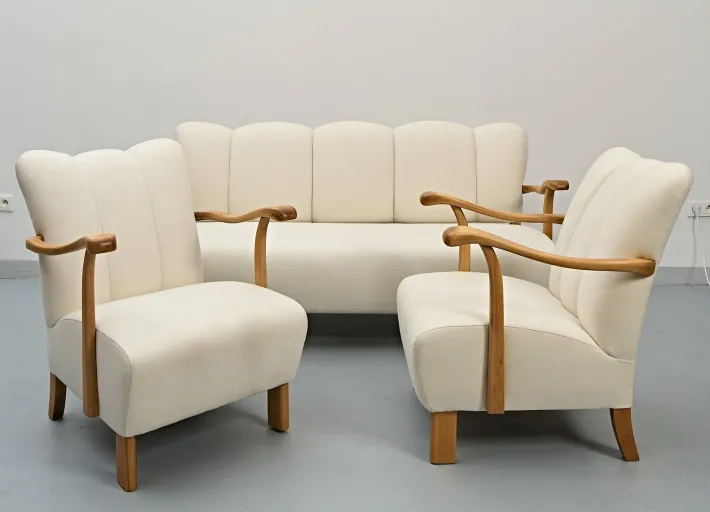 Pamono Sofa and Armchairs by Jindrich Halabala, 1930s, Set of 3 Hot
