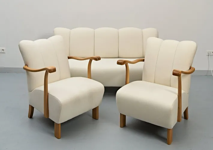 Pamono Sofa and Armchairs by Jindrich Halabala, 1930s, Set of 3 Hot
