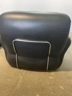 Pamono Sofa and Armchairs in Black Leather by Adriano Piazzesi, 1980s, Set of 3 Online