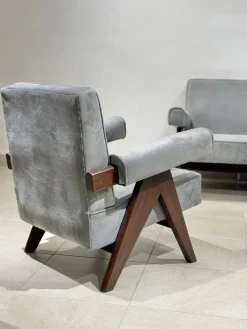 Pamono Sofa and Armchairs Set by Pierre Jeanneret from Pierre Jeanneret, 1952, Set of 3 Sale