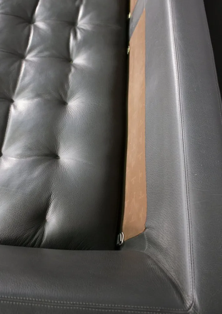 Pamono Sofa and Lounge Chair in Anthracite Leather from Valdichienti, 1970s, Set of 2