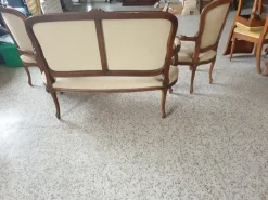 Pamono Sofa and Two Armchairs with Walnut Frame Embroidered Upholstery, Set of 3 Best