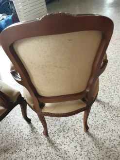 Pamono Sofa and Two Armchairs with Walnut Frame Embroidered Upholstery, Set of 3 Best