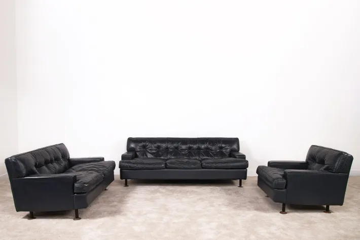 Pamono Sofas and Square Model Armchair by Marco Zanuso for Arflex, Italy, 1962, Set of 3 Outlet