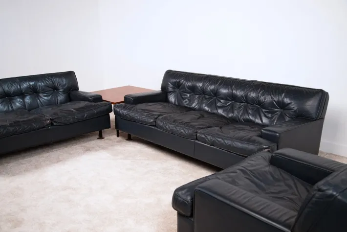 Pamono Sofas and Square Model Armchair by Marco Zanuso for Arflex, Italy, 1962, Set of 3 Outlet