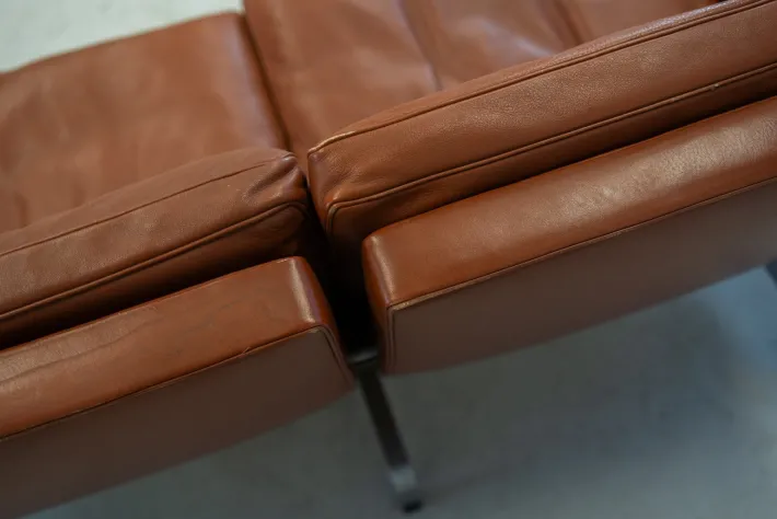 Pamono Sofas in Cognac Leather attributed to Paul Kjaerholm for Kold Christensen, 1970s, Set of 3 Clearance