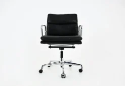 Pamono Soft Pad Chair in Black Leather by Charles & Ray Eames for Vitra, 1970s New