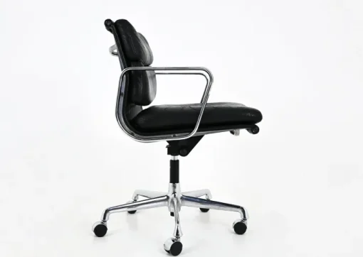 Pamono Soft Pad Chair in Black Leather by Charles & Ray Eames for Vitra, 1970s New