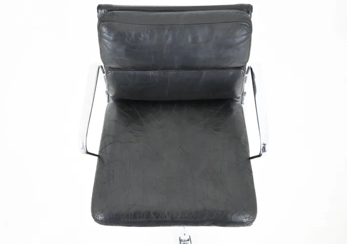 Pamono Soft Pad Chair in Black Leather by Charles & Ray Eames for Vitra, 1970s New