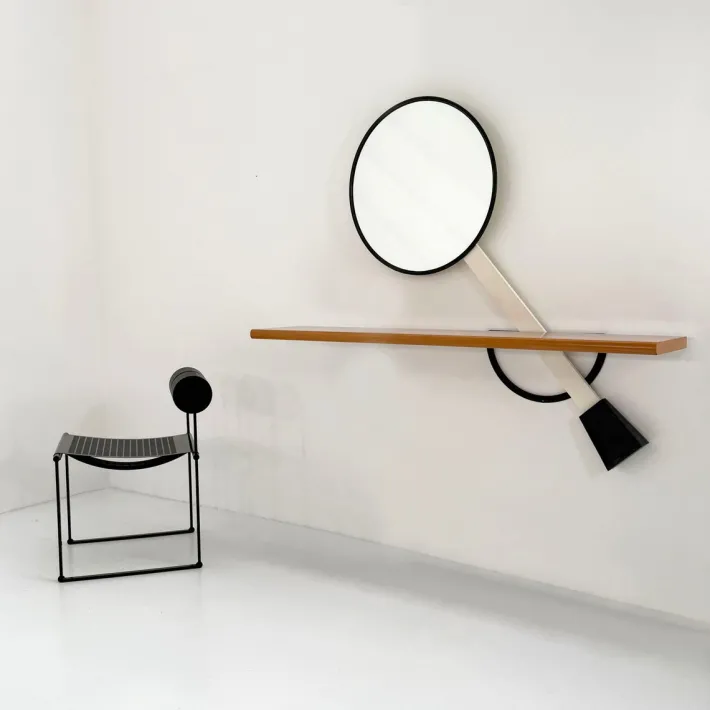 Pamono Solemio Console Wall Table with Mirror by Giotto Stoppino for Acerbis, 1980s Online