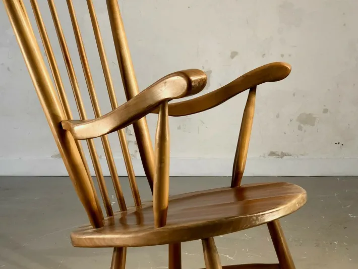 Pamono Solid Wood Rocking Chair, 1950s Sale