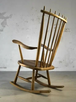 Pamono Solid Wood Rocking Chair, 1950s Sale