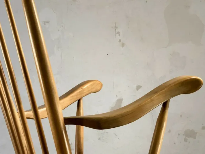 Pamono Solid Wood Rocking Chair, 1950s Sale